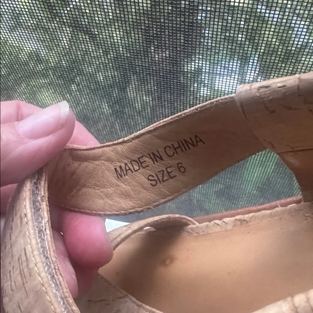 Bill Blass Rae Wedge sandals in tan cork